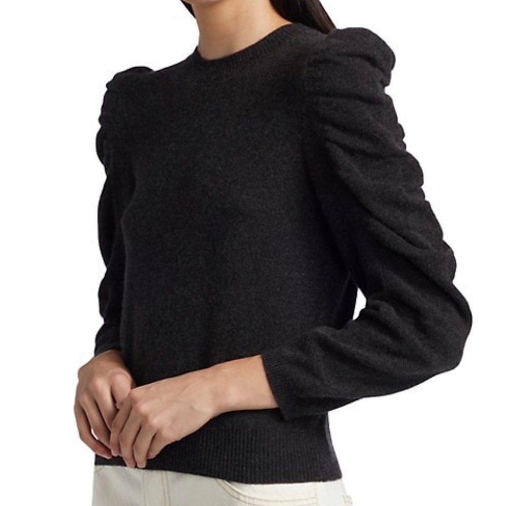 FRAME brand new with tags Cashmere-Wool Shirred Sleeve Sweater
